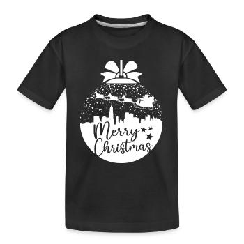 Weihnachten Schneeball Santa Sleigh Frohe Weihnachten Geschenk - Kinder Premium Bio T-Shirt - Schwarz - Vorne
