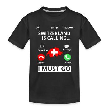 Switzerland Flag Vintage Cross Used Look Swiss - Kids' Premium Organic T-Shirt - black - Front