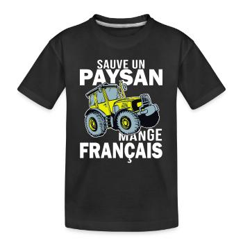 paysan en colere mange francais agriculteur - T-shirt bio Premium Enfant - noir - Devant