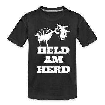 Held am Herd Steak Koch Küche BBQ Grill - Kinder Premium Bio T-Shirt - Schwarz - Vorne