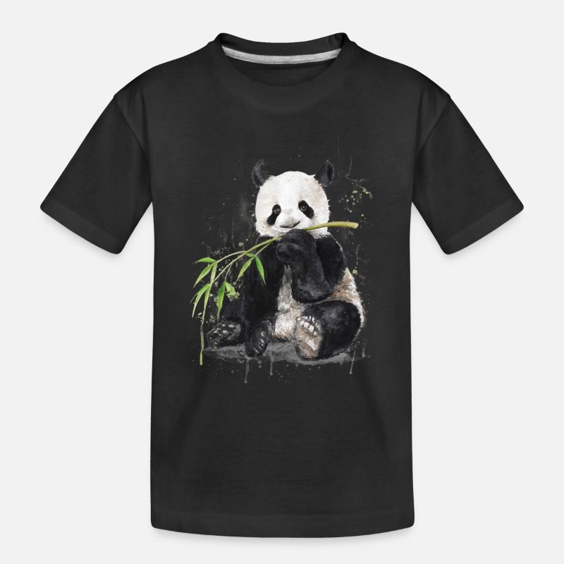 Panda - Kinder Premium Bio T-Shirt - Schwarz
