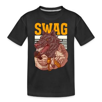 Rapper mit Wolfskopf und Tattoos - Kinder Premium Bio T-Shirt - Schwarz - Vorne