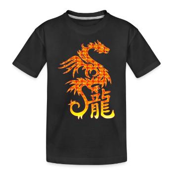 Dragon de Feu avec les caractères chinois - T-shirt bio Premium Enfant - noir - Devant
