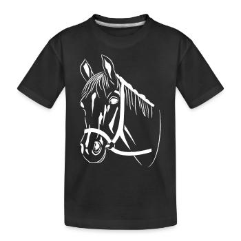 Pferdekopf - Kinder Premium Bio T-Shirt - Schwarz - Vorne