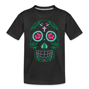 tete de mort mexicaine - T-shirt bio Premium Enfant - noir - Devant