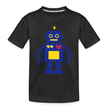 Roboter / Robot #2_3c - Kinder Premium Bio T-Shirt - Schwarz - Vorne