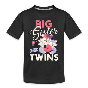 Big sister of twins big sister of twins - Kids' Premium Organic T-Shirt - black - Front