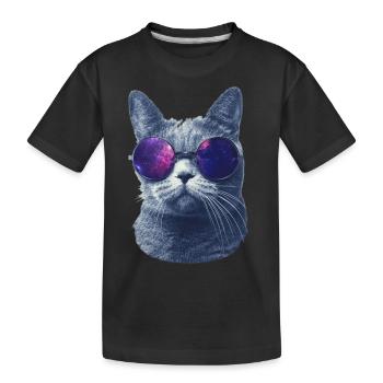 Katze in Brille - Kinder Premium Bio T-Shirt - Schwarz - Vorne