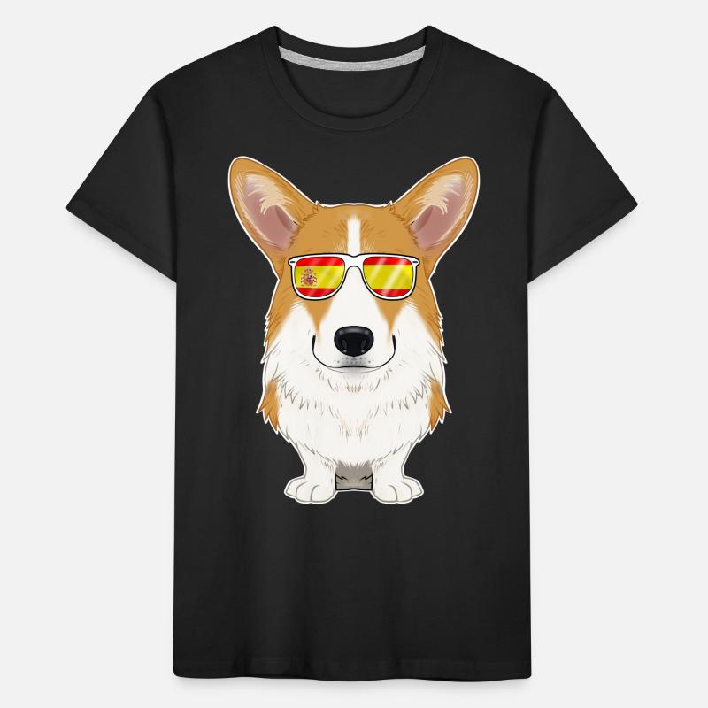 Welsh Corgi I Espagne Lunettes de soleil I Drapeau espagnol T-shirt bio Premium Enfant