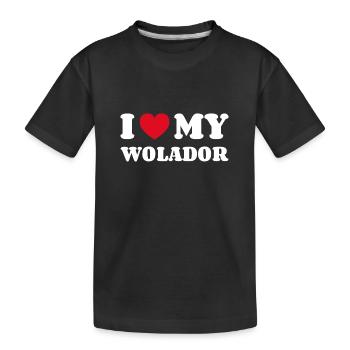 I Love My Wolador - Kinder Premium Bio T-Shirt - Schwarz - Vorne
