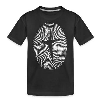 Crist Cross Fingerprint - Kids' Premium Organic T-Shirt - black - Front