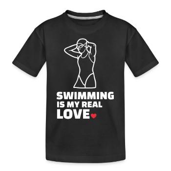 I love swimming - Kids' Premium Organic T-Shirt - black - Front