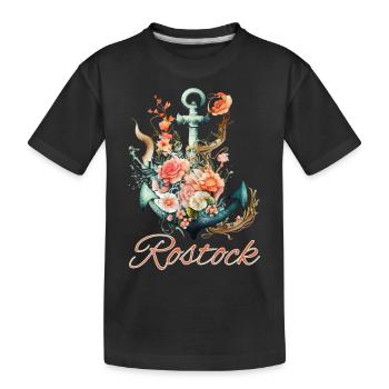 Ancre Rostock avec fleurs - T-shirt bio Premium Enfant - noir - Devant