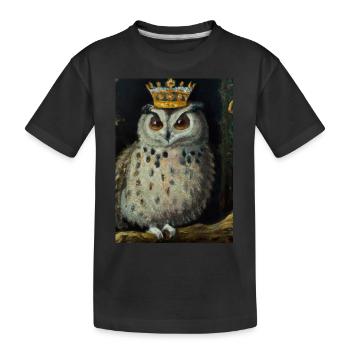 Eule mit Krone - Kinder Premium Bio T-Shirt - Schwarz - Vorne