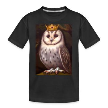 Eule mit Krone - Kinder Premium Bio T-Shirt - Schwarz - Vorne