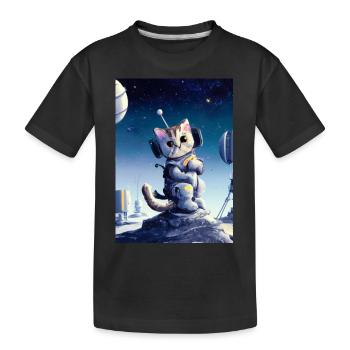 Astronautenkatze - Kinder Premium Bio T-Shirt - Schwarz - Vorne
