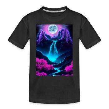 Mystischer Wasserfall - Kinder Premium Bio T-Shirt - Schwarz - Vorne