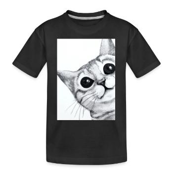 Niedliche Katze Zeichnung - Kinder Premium Bio T-Shirt - Schwarz - Vorne