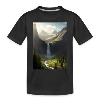 Wasserfall in der Natur - Kinder Premium Bio T-Shirt - Schwarz - Vorne