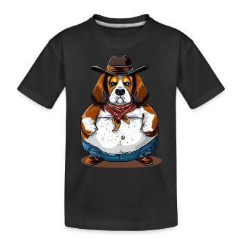 Gros Beagle Cowboy - T-shirt bio Premium Enfant - noir - Devant