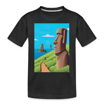 Monumentale Moai-Statuen - Kinder Premium Bio T-Shirt - Schwarz - Vorne