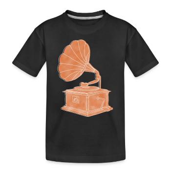 « Gramophone », Boho Line Art Design, série « Music » - T-shirt bio Premium Enfant - noir - Devant