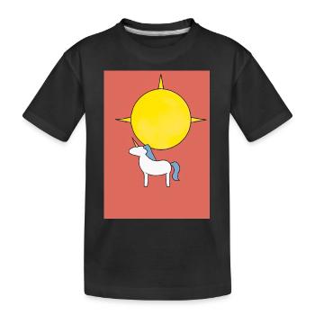 Minimales Einhorn - Kinder Premium Bio T-Shirt - Schwarz - Vorne