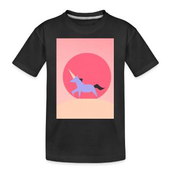 Minimales Einhorn - Kinder Premium Bio T-Shirt - Schwarz - Vorne