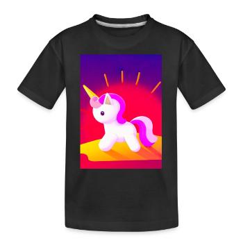 Minimales Einhorn - Kinder Premium Bio T-Shirt - Schwarz - Vorne