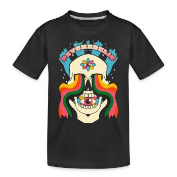 Psychedelischer Schädel Psychedelische Grafik - Kinder Premium Bio T-Shirt - Schwarz - Vorne