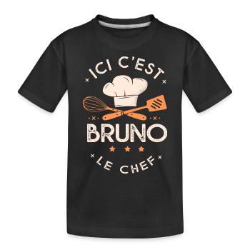 Bruno Chef Ici c est bruno le chef cuisinier - T-shirt bio Premium Enfant - noir - Devant