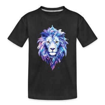 Lion, Lion's Head, Animal, Geometric, Colorful, Art, Motif - Kids' Premium Organic T-Shirt - black - Front