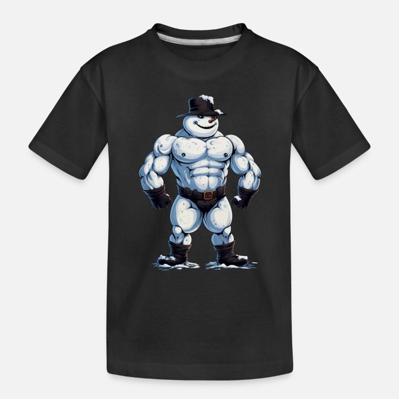 ok… Ein Bodybuilder Schneemann… - Kinder Premium Bio T-Shirt - Schwarz