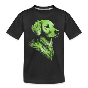 Golden Retriever Drawing Head Green - Kids' Premium Organic T-Shirt - black - Front