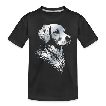 Golden Retriever dessin tête argent - T-shirt bio Premium Enfant - noir - Devant