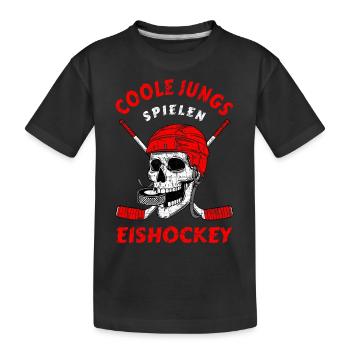 Coole Jungs spielen Eishockey Hockey Eihockeyspiel - Kinder Premium Bio T-Shirt - Schwarz - Vorne