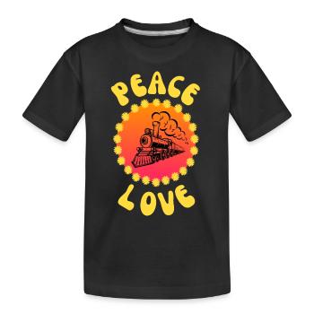 Paix, amour, voyage en train et en train style rétro - T-shirt bio Premium Enfant - noir - Devant
