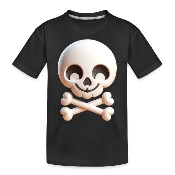 Friendly Skull and Crossbones - Kids' Premium Organic T-Shirt - black - Front