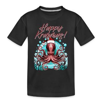 Frohe Krakmas! (Weihnachts-Oktopus) - Kinder Premium Bio T-Shirt - Schwarz - Vorne