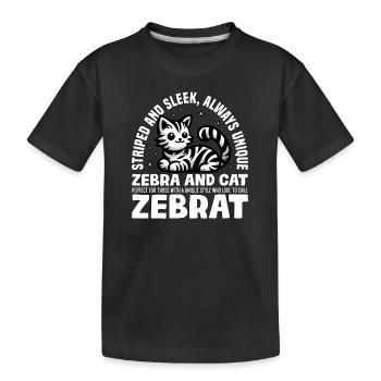 STRIPED AND SLEEK ALWAYS UNIQUE - ZEBRA AND CAT - Kids' Premium Organic T-Shirt - black - Front