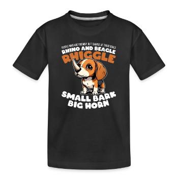 KLEINE RINDE, GROSSES HORN - NASHORN UND BEAGLE - RHIGGLE - Kinder Premium Bio T-Shirt - Schwarz - Vorne