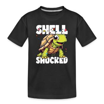SHELL SCHOCKIERT UND LIEBT ES - Kinder Premium Bio T-Shirt - Schwarz - Vorne