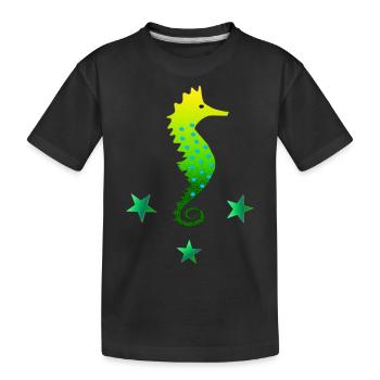 Hippocampe vert Hippocampe Apprendre à nager - T-shirt bio Premium Enfant - noir - Devant