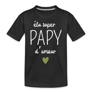 Elected super grandpa of love - Kids' Premium Organic T-Shirt - black - Front