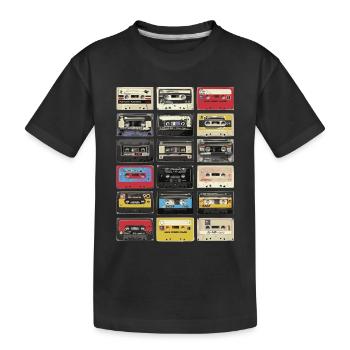 Retro Kassetten - Kinder Premium Bio T-Shirt - Schwarz - Vorne