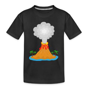 Volcan, éruption, île volcanique, lave, palmiers, montagne - T-shirt bio Premium Enfant - noir - Devant
