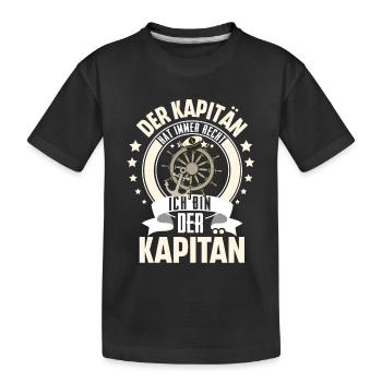 Kapitän Motorboot Segeln Boot Schiff Schifffahrt - Kinder Premium Bio T-Shirt - Schwarz - Vorne