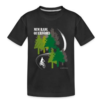 mim Radl querfödei - mit dem Rad quer Feld ein - Kids' Premium Organic T-Shirt - black - Front