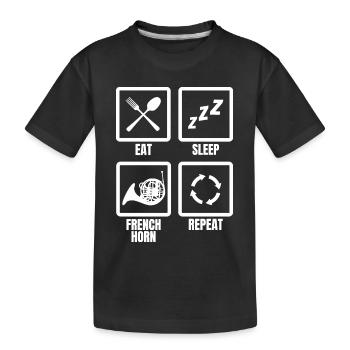 Eat Sleep French Horn Repeat - Kids' Premium Organic T-Shirt - black - Front