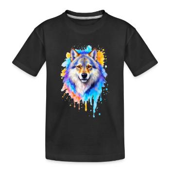Peinture aquarelle de loup - T-shirt bio Premium Enfant - noir - Devant